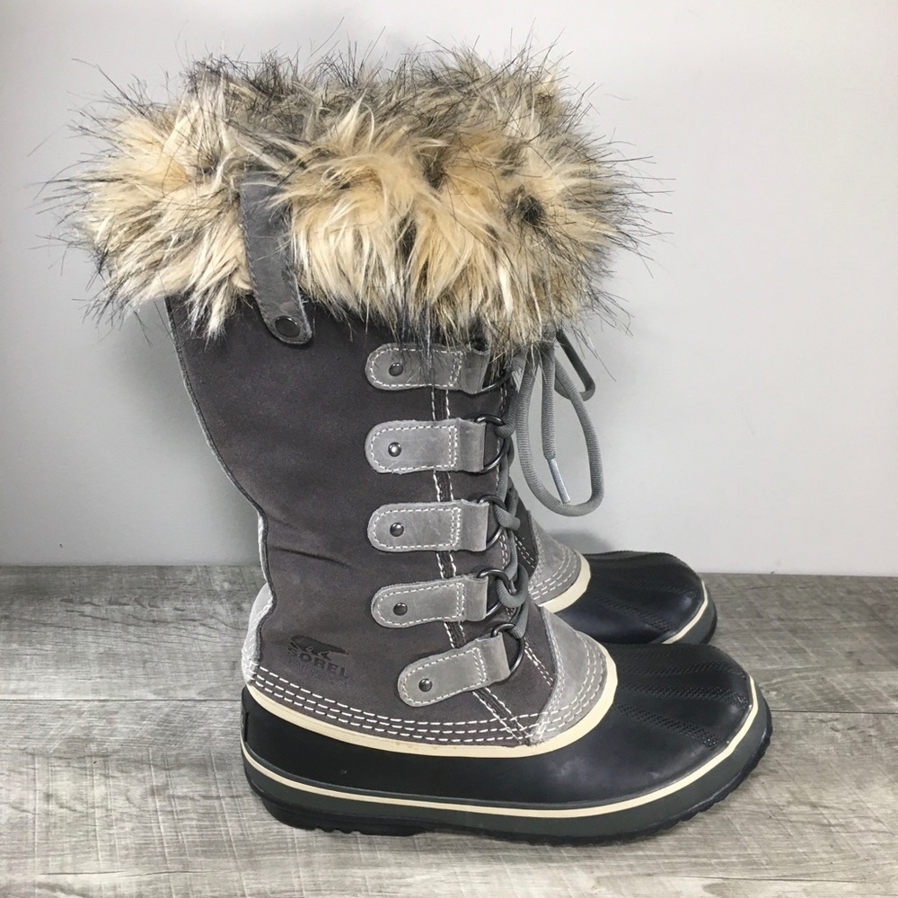 Sorel NL1540 Joan of Arctic Women's Winter Snow Waterproof Gray Leather Boots 7